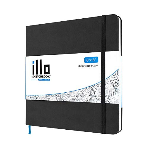 Libro Σχεδίου illo 8 x 8 Στερεό, (112lb/180gsm) Χαρτί Υψηλής Ποιότητας, Ράσπα, Πίσω Τσέπη