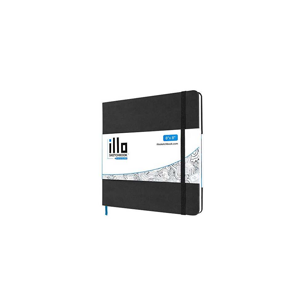 illo Sketchbook, Large, Square, Sketch Book, (8x8), Premium, 122lb Paper, Hardcover Notebook, Lay Flat, Smooth Paper, Thick Paper, Elastic Enclosure