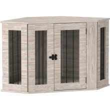 PawHut 2 in 1 Dog Crate Furniture, Side Table Dog Kennel with Cushion, Large Door, for Medium Dogs - Walnut Brown