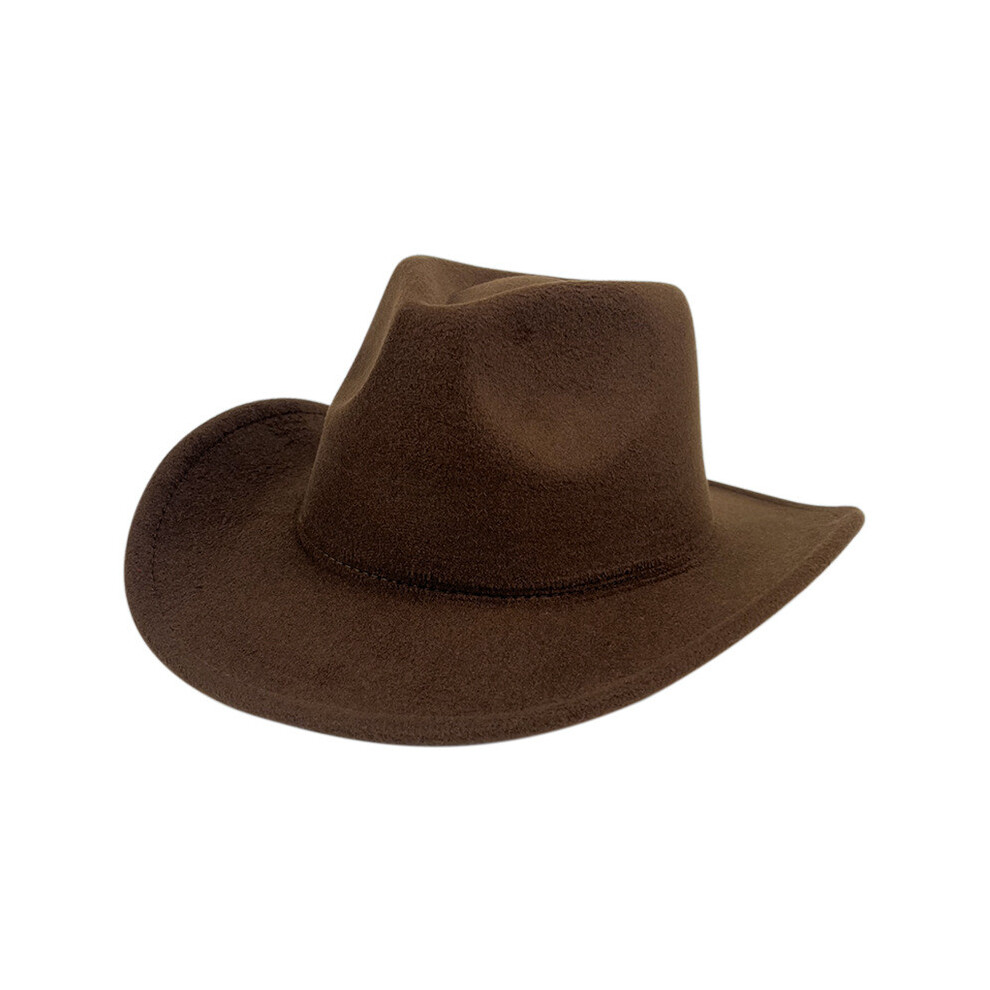 (Dark Brown) solid Cowboy Color Hats Minimalist Vintage Jazz Outdoor Plush Travel Caps-image-OPC-PGMKG6D-NEW