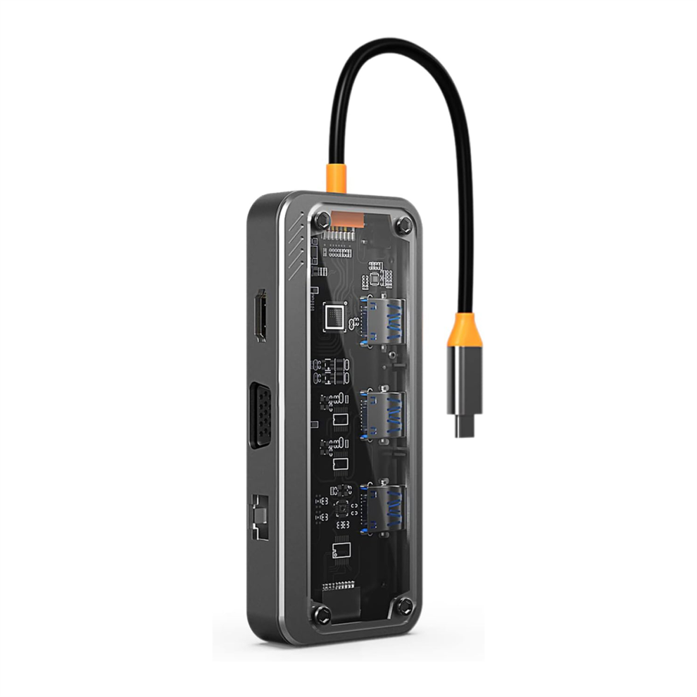 10 In 1 Usb C Laptop Docking Station 100W Multiport Transparent Hub Dock For Air/Pro 4851005100587