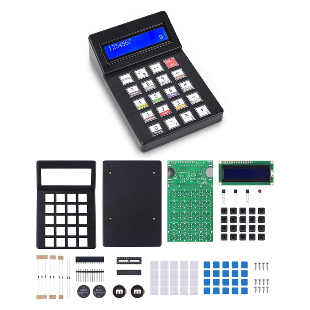 Calculator Soldering Practice Kit, 7-Digit Desktop Project DIY Electronics Kit with 1602 LCD-image-OPC-PGMKGVJ-NEW