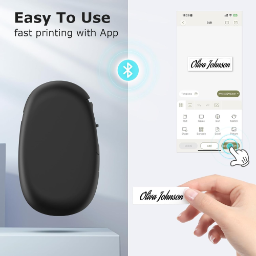 SUPVAN E10 Mini Bluetooth Label Maker Machine with Tape, Continuous Waterproof Label, Versatile App with 40+ Fonts and 1