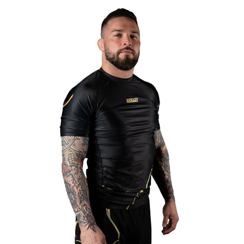 (X-Large) Scramble Kintsugi Short Sleeve Rash Guard - Black 2