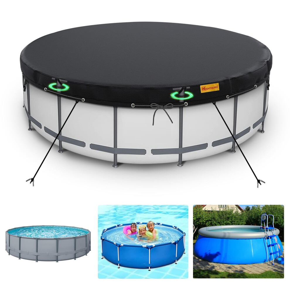 Housse de piscine ronde HIGHTQURO de 5,5 m, pour piscines creus   es hors sol, avec cordes d'arrimage, imperm   able et anti-poussi   re, pour jacuzzi