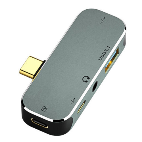 Υπολογιστής Υπολογιστής Type-C Extension Hub 3,55mm Jack PD100W USB3.0/USB2.0-συμβατό USB Extender YX04 X3 1