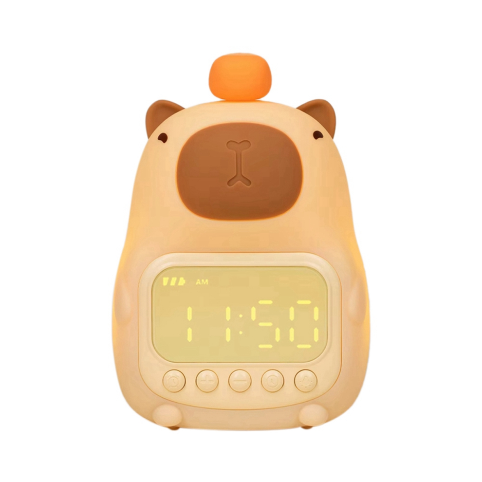 Capybara Themed Bedside Led Snooze Clock,Rechargeable Nightlight Spactz