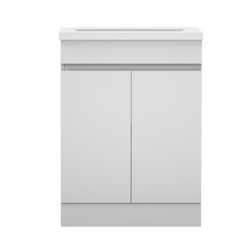 500mm White Ceramic Bathroom Vanity Unit | Compact for Small Spaces | 2 Soft-Close Doors | Matte White 1