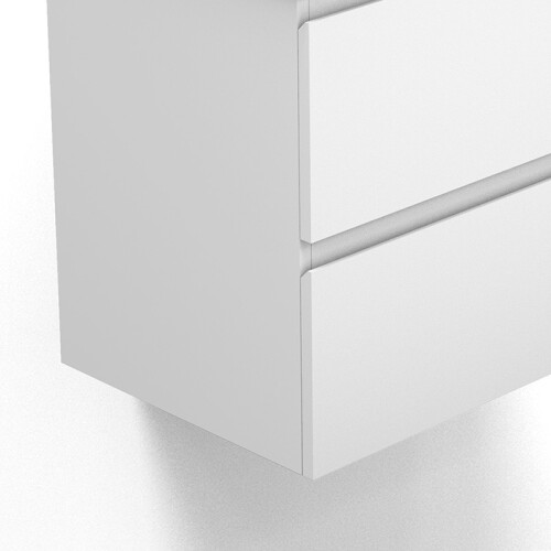 600mm Modern Storage Vanity Unit Ceramic Basin Wall Hung with 2 Soft Closing Drawers Matte White 1