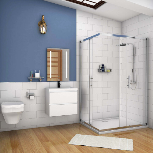 600mm Modern Storage Vanity Unit Basin Wall Hung with 2 Soft Closing Drawers Matte White 2