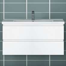 1000mm Bathroom Wall Mounted Vanity Unit Sink Cabinet Basin,2 Soft Drawers,Matt White