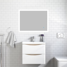 600mm Designer Wall Hung Vanity Unit | Oak Effect White Drawers | Resin Basin | Soft-Close | Modern Bathroom Storage