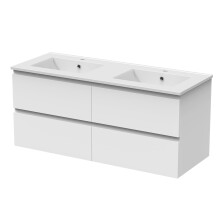 1200mm Bathroom Wall Mounted Vanity Unit Sink Cabinet Basin,2 Soft Drawers,Gloss White