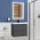 600mm Modern Storage Vanity Unit Ceramic Basin Wall Hung with 2 Soft Closing Drawers Gloss Grey 2