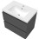 600mm Modern Storage Vanity Unit Basin Wall Hung with 2 Soft Closing Drawers Gloss Grey 3