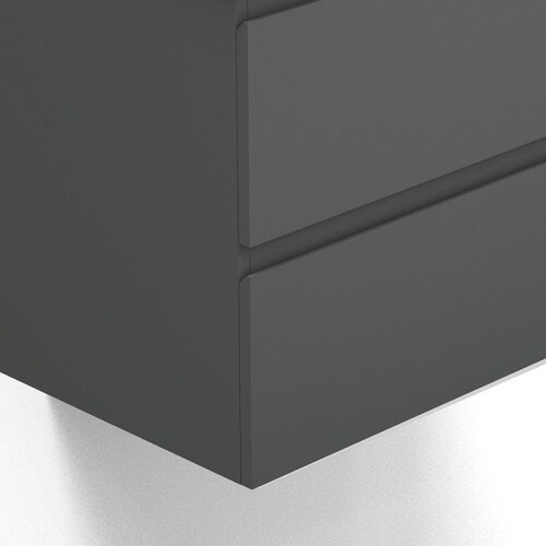 800mm Bathroom Wall Mounted Vanity Unit Sink Cabinet Ceramic Basin,2 Soft Drawers,Gloss Grey 1