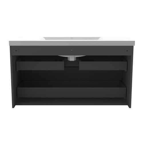 1000mm Bathroom Wall Mounted Vanity Unit Sink Cabinet Basin,2 Soft Drawers,Gloss Grey 2