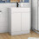 600mm Floor Standing 2 Doors Bathroom Vanity Unit with Ceramic Basin,Gloss White - Ceramic Basin 1