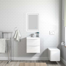 500mm Gloss White Wall Hung Bathroom Vanity Unit with 2 Drawers & Basin | Space-Saving Design | Soft-Close | Handleless