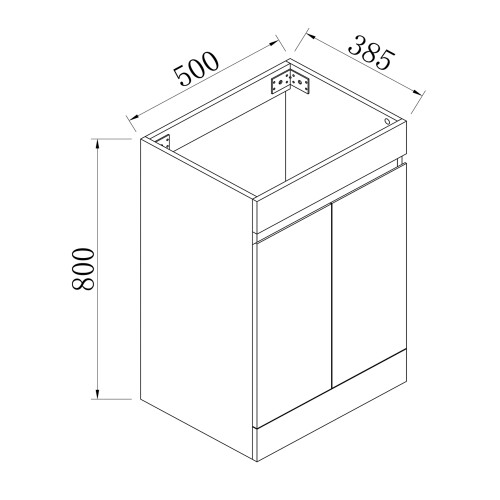 500mm Gloss White Bathroom Vanity Unit with Ceramic Basin | Compact for Small Spaces | 2 Soft-Close Doors | Freestanding 2