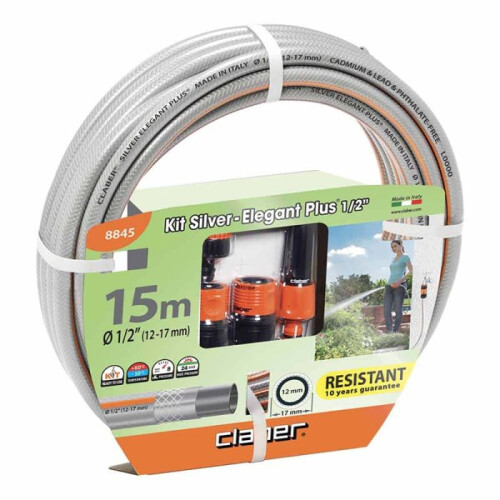 LG Claber Silver Elegant Plus Hose Pipe - 1/2" x 15m + Hose Kit