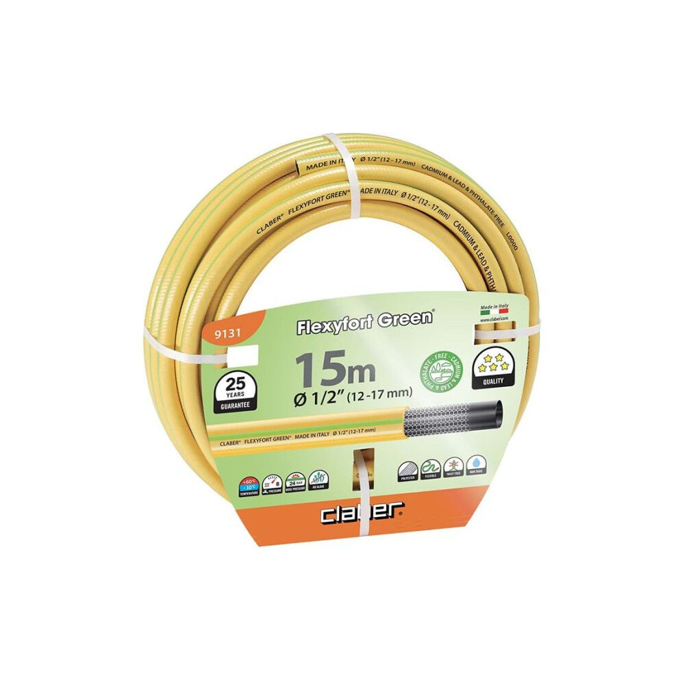Claber Flexyfort Green Hose Pipe - 1/2" x 15m