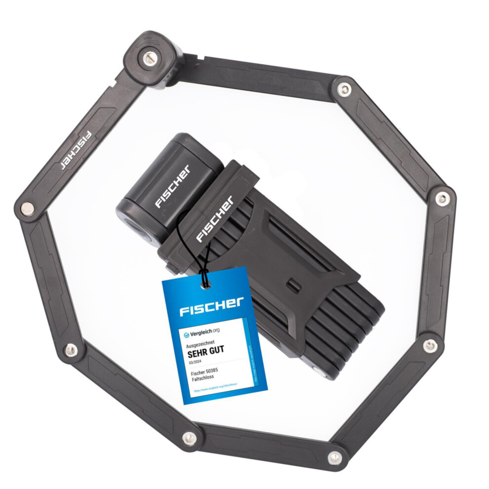 Fischer 50385 Faltschloss Folding Lock, Black, 110 cm