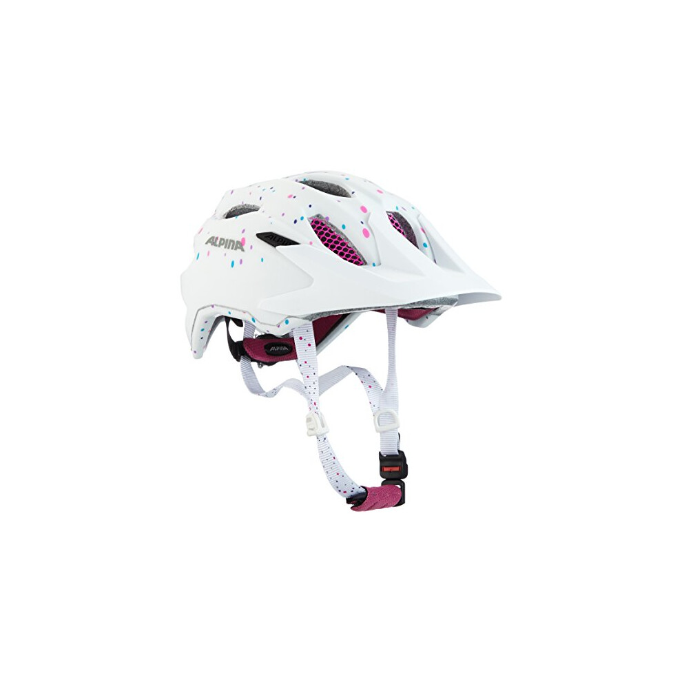 ALPINA Unisex - Children, CARAPAX JR. cycling helmet, white polka dots, 51-56 cm
