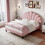 (4ft6 Double, Pink) Double Upholstered Velvet Bed 2