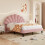 (4ft6 Double, Pink) Double Upholstered Velvet Bed 4