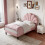 (3ft Single, Pink) Double Upholstered Velvet Bed 4
