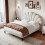 (4ft6 Double, Beige) Double Upholstered Velvet Bed 3
