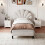 (3ft Single, Beige) Double Upholstered Velvet Bed 3