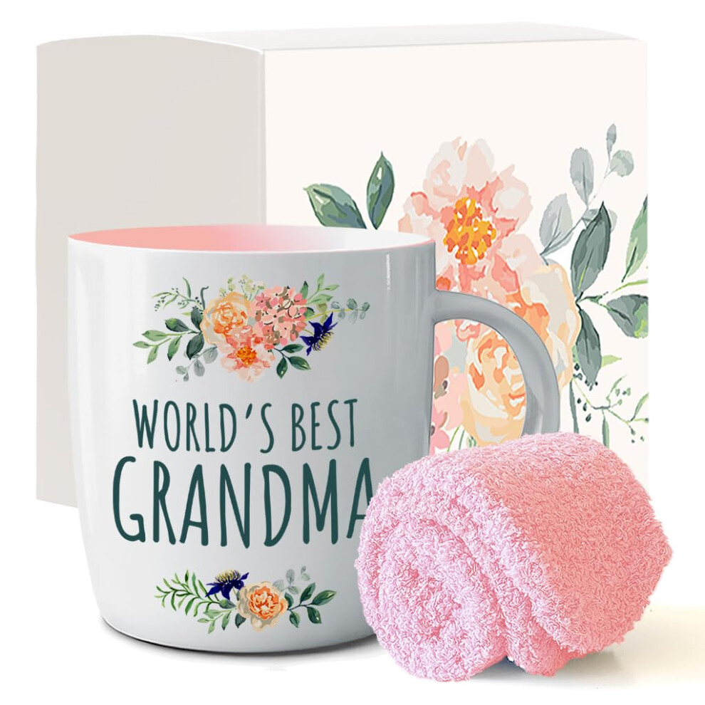 Triple Gifffted Best Grandma Ever Coffee Mug And Socks Gifts From Grandchildren, Grandson, Granddaughter, Birthday Gift, Christmas, Mothers Day,
