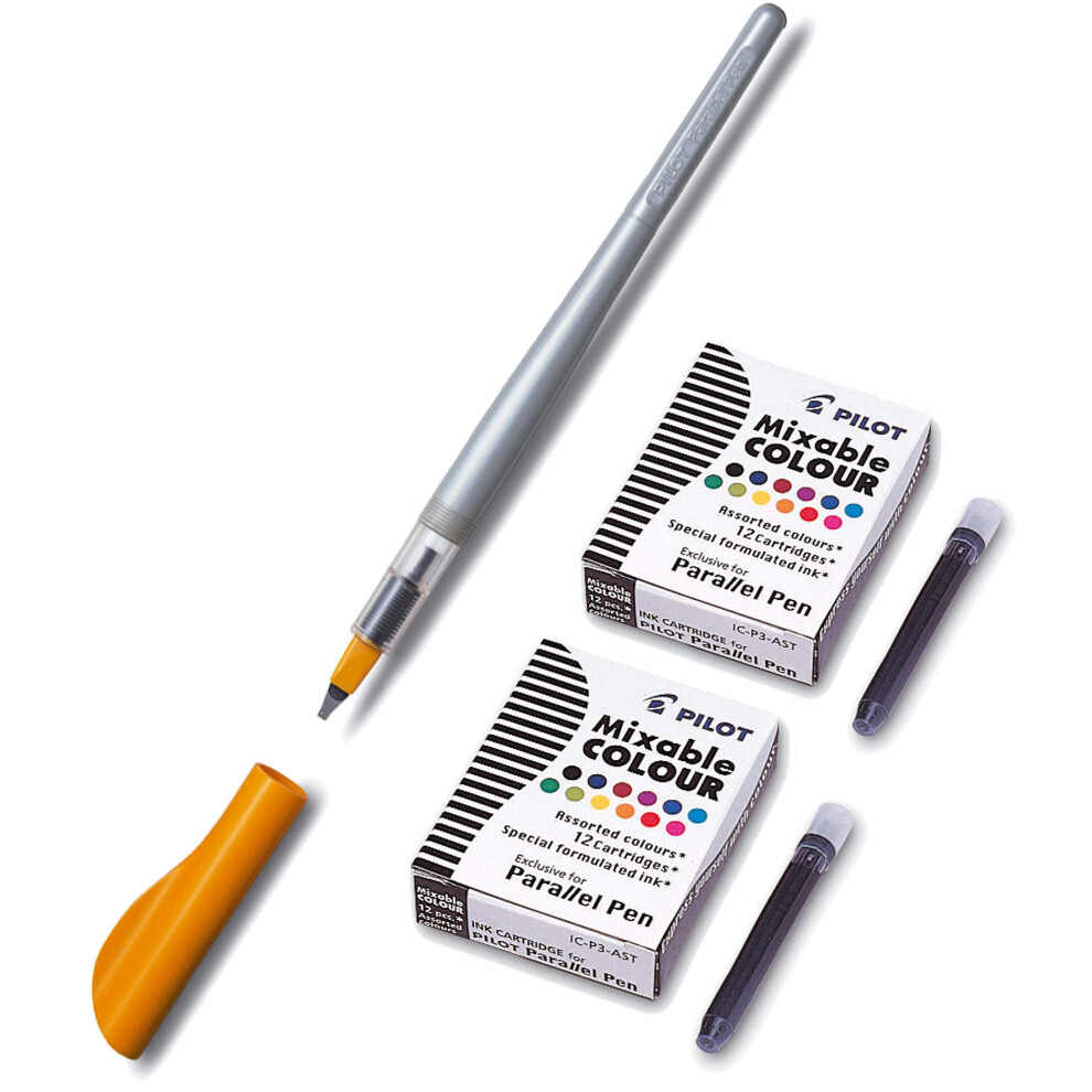 Pilot Calligraphy Fountain Pen Parallel Pen Refillable (2.4 mm + Cartridges)