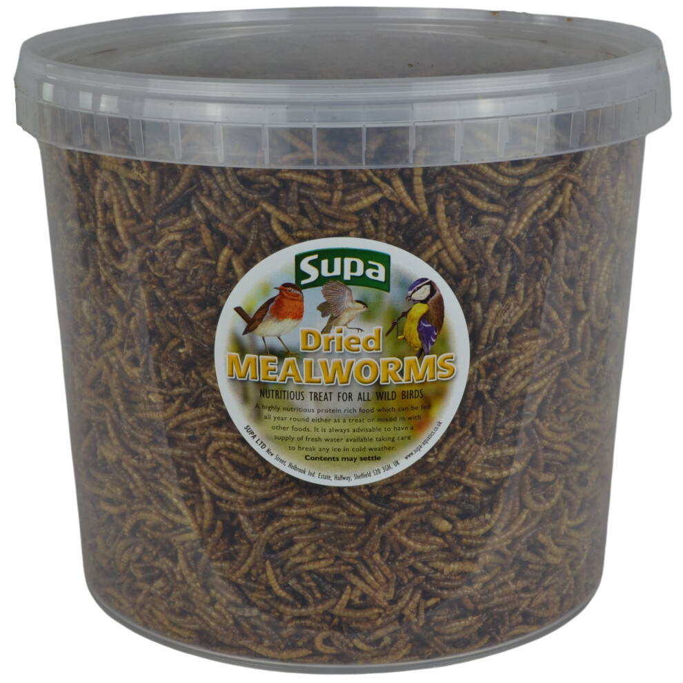 Supa Dried Mealworms for Wild Birds, 5 Litre Bucket | High Energy Protein Rich Treat For Garden Birds | Attract More Birds To Your Garden | Quality