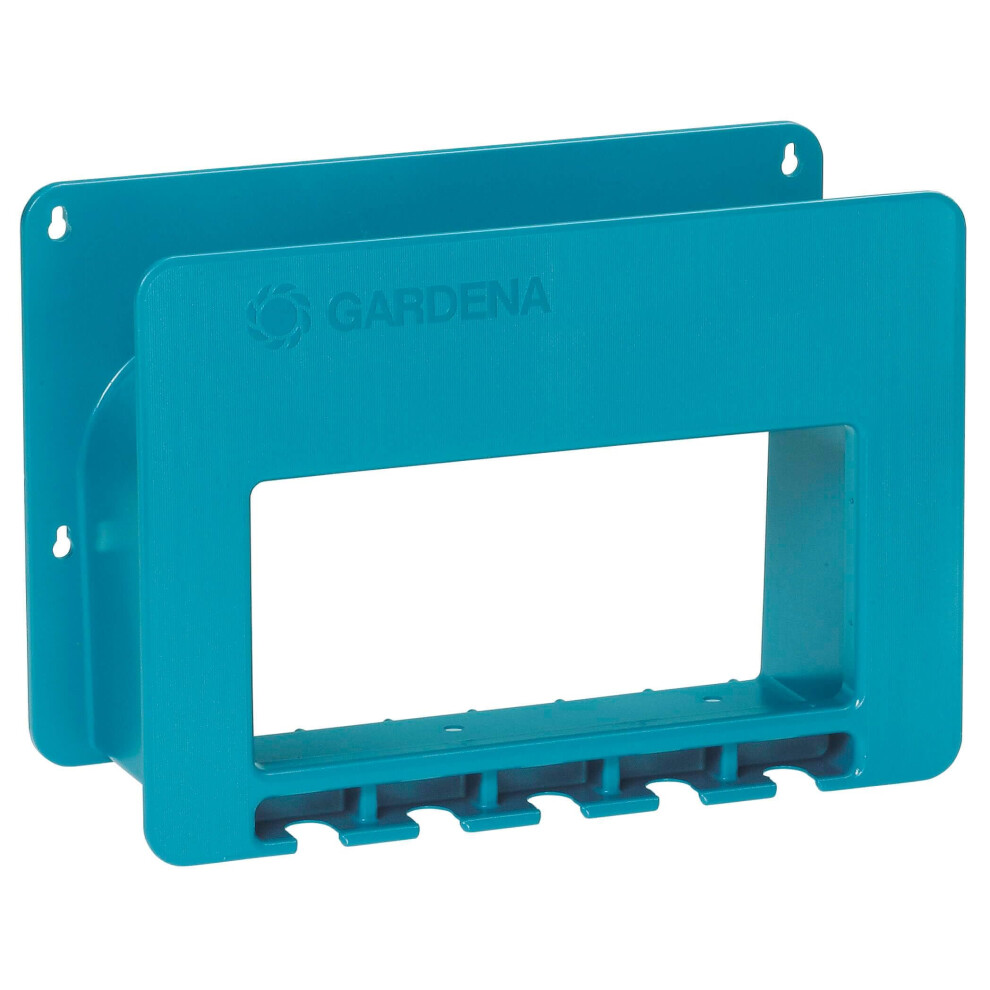 Gardena System Stowaway: Garden Hose Bracket for Walls, Space-Saving Storage for Garden Hoses, with a Bracket for Spray nozzles, Pulse sprayers, and