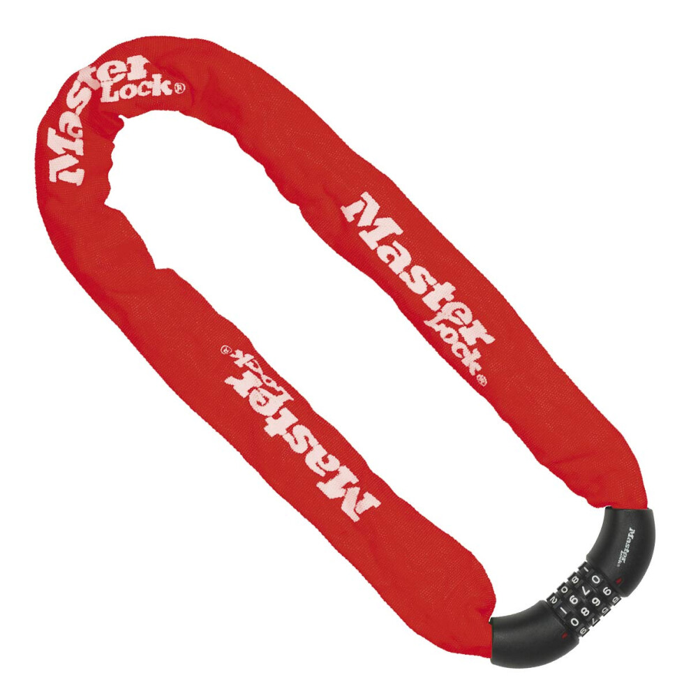 Master Lock Bike Chain Lock, Combination Lock, 90 cm Chain, Red 8392EURDPROCOLR - Use with Electric, Mountain, Road, Folding Bikes