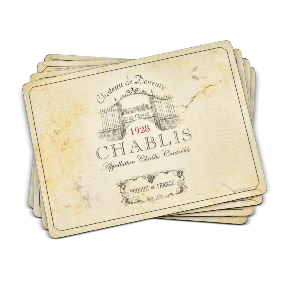 Portmeirion Home & Gifts Vin de France Placemats S/4 (m), Wood, Multi-Colour, 29 x 40.1 x 0.58 cm