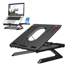 Laptop Holder Built-in Folding Legs&Phone Holder,9-Adjustable Height Laptop Cooling Stand,Klearlook Portable Heat-Vent Ergonomic Laptop