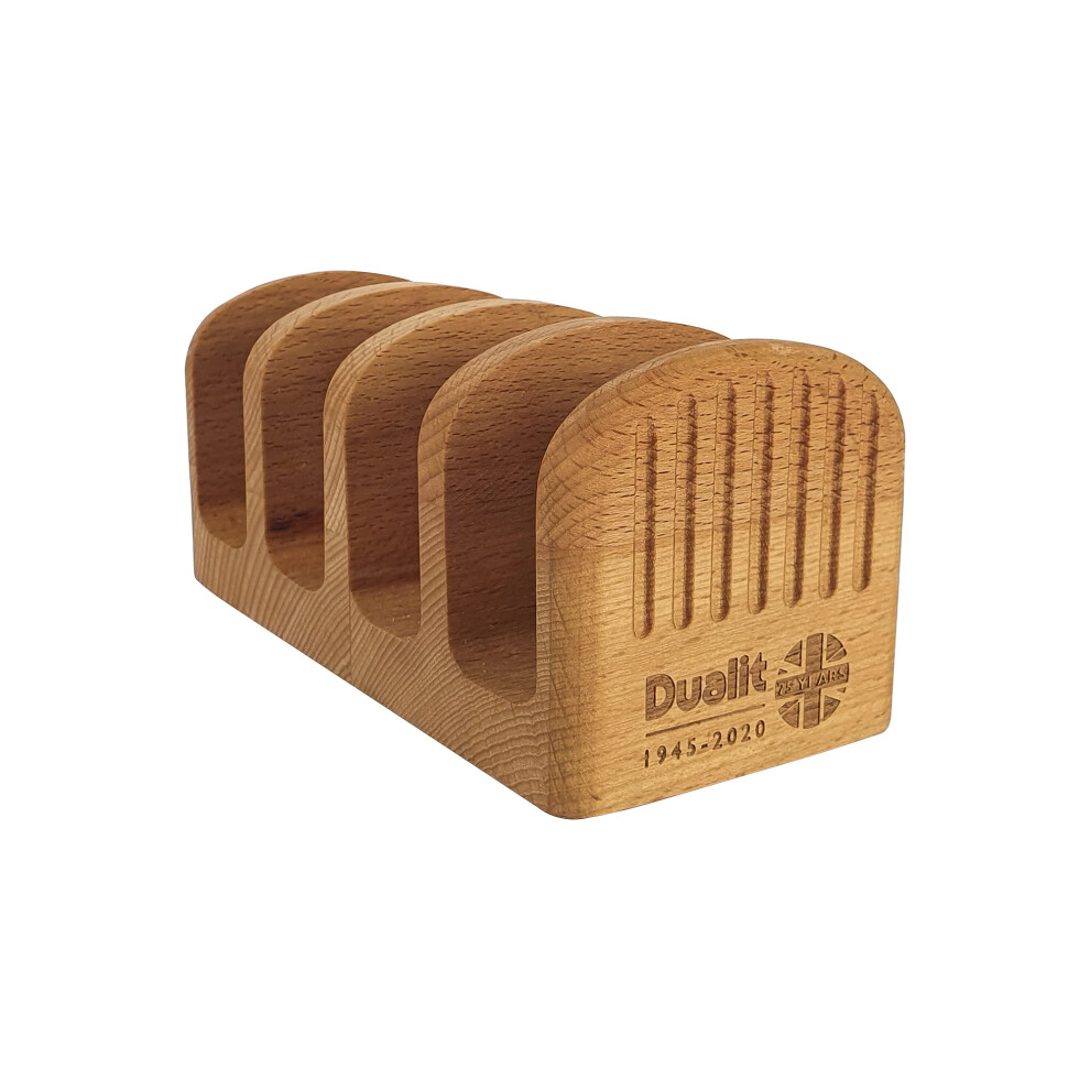 Dualit Toast Rack | FSC? Certified Beech | Wood Four Slice Toast Rack - 4 Slice Capacity Toast Holder Racks | 10024