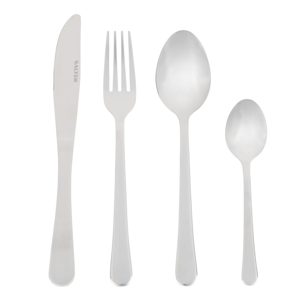 Salter BW06527 Bakewell Cutlery Set ? 16 Piece, 18/0 Stainless Steel, Mirror Polish Flatware, 15-Year Guarantee, 4 Place Settings, Includes Forks,