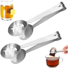 2PCS Stainless Steel Tea Bag Squeezer Round Tea Bag Squeezer Tongs