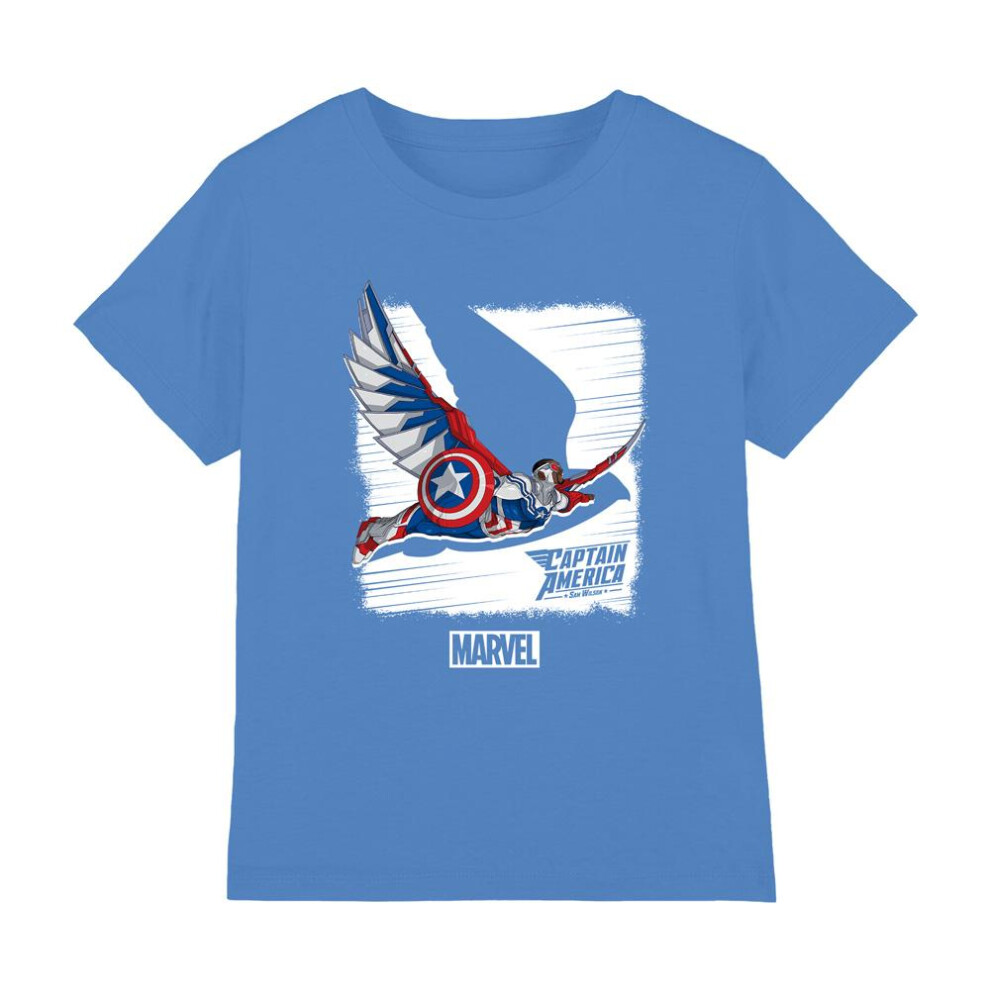 (7-8 Years, Azure) Captain America Childrens/Kids Falcon T-Shirt