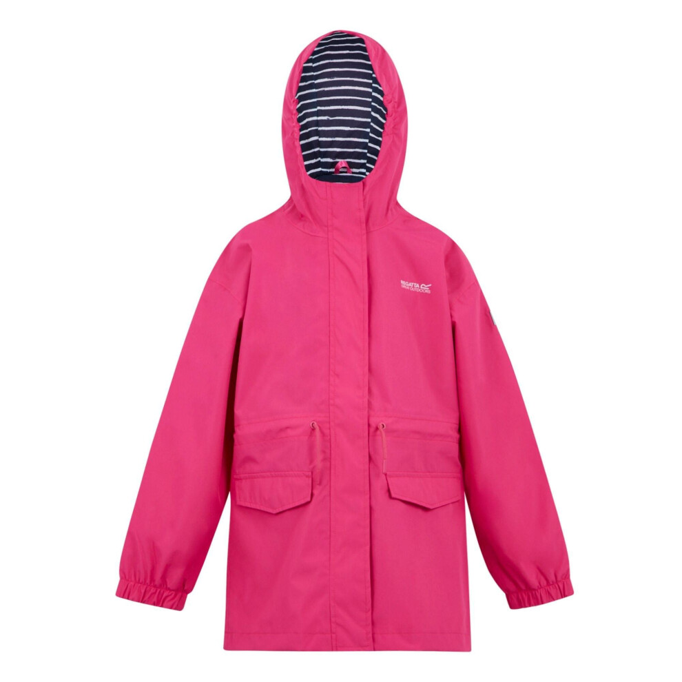 (14 Years, Pop/Navy/White) Regatta Childrens/Kids Ballina Stripe Waterproof Jacket