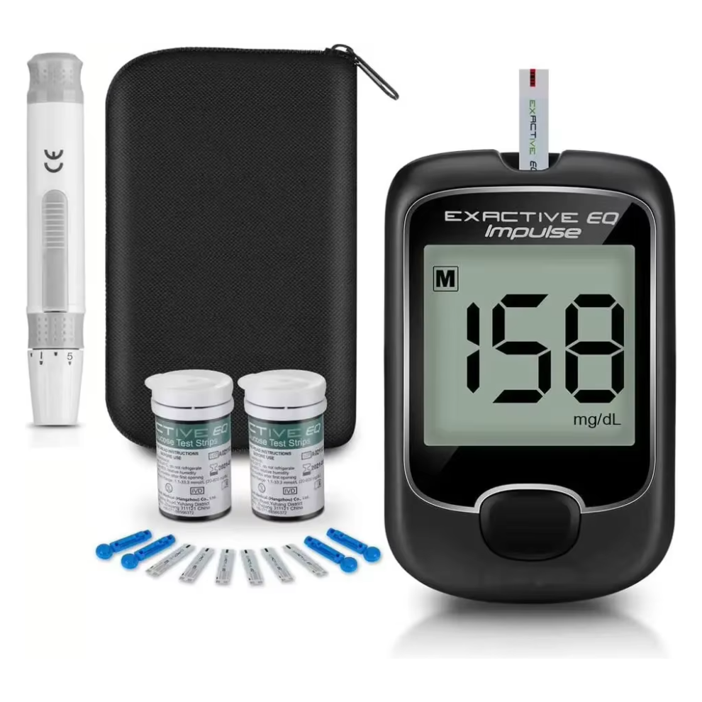 Goplushtoy (Monitor Meter Kit) Exactive Eq Impulse Home Blood Glucose Monitor Digital Diabetes Meter Blood Sugar Measuring Test Strips Lancets