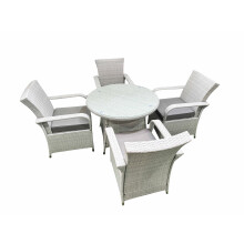 Fimous Wicker PE Rattan Garden Furniture Set Patio Outdoor 4 Chairs Plus Medium Round Table Set Light Grey Mixed