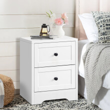 ELFORDSON Bedside Table Hamptons Nightstand Storage Side End Cabinet White