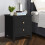 ELFORDSON ELFORDSON Bedside Table Hamptons Nightstand Storage Side End 2 Drawers Black 1