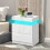 ELFORDSON ELFORDSON Bedside Table RGB LED Nightstand 2 Drawers 4 Side High Gloss White 1
